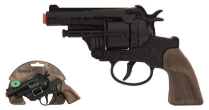 Policejní revolver černý kovový 12 ran