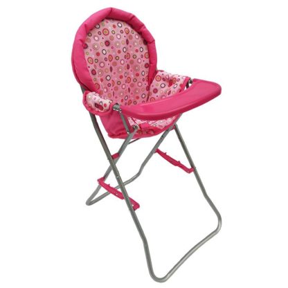 Jídelní židlička - růžová s puntíky