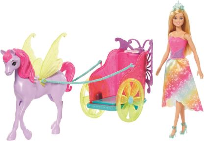 Barbie princezna v kočáru a pohádkový kůň