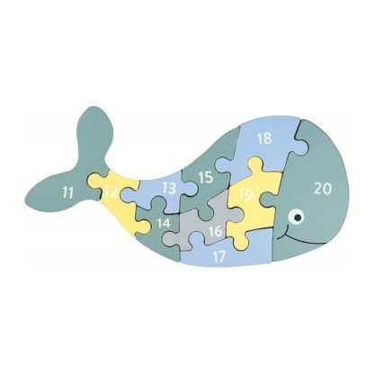 KINDSGUT Dřevěné puzzle s čísly velryba