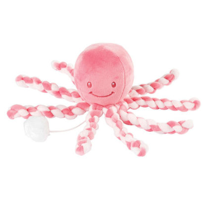 NATTOU První hračka miminka hrající chobotnička PIU PIU Lapidou pink coral - light