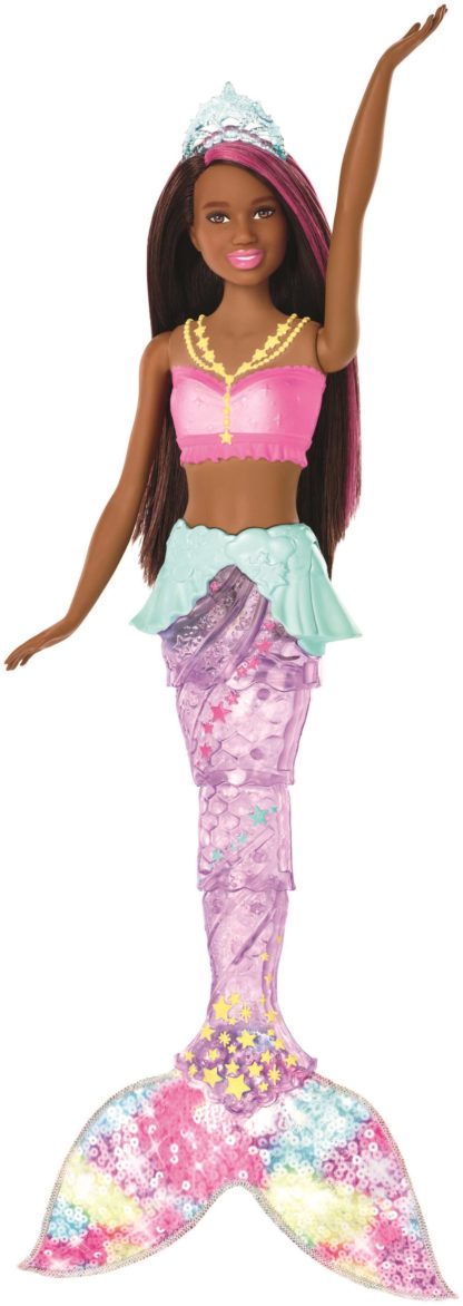 Barbie svítící mořská panna s pohyblivým ocasem černoška