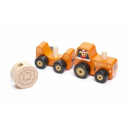 CUBIKA Traktor s vlekem - dřevěná skládačka s magnetem 3 díly