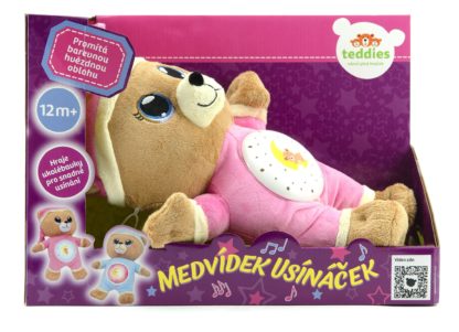 TEDDIES Medvídek Usínáček růžový plyš 32 cm se světlem a zvukem