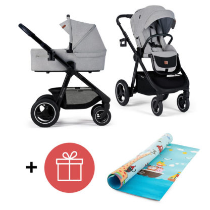 KINDERKRAFT Kočárek Everyday 2v1 Light Grey + PETITE&MARS Podložka na hraní Joy Max Giraffe ZDARMA