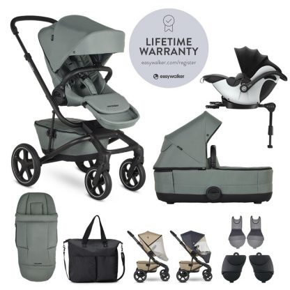 EASYWALKER SET XXL kočárek Jimmey Thyme Green + KIDDY Evoluna i-size 2 Grey Melange Icy Grey